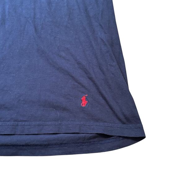 Polo Ralph Lauren Men's V Neck T-Shirt Navy Blue Short Sleeve Large Pony Logo - Picture 4 of 4